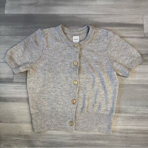 Maeve Light Gray Short Sleeve Cardigan
